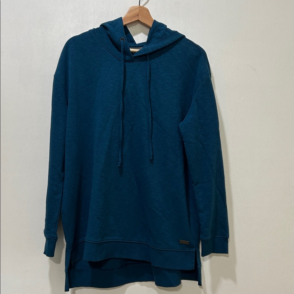 NATURAL REFLECTIONS WOMENS DEEP BLUE TOP WITH HOODIE  OVERSIZED Sz SMALL NEW